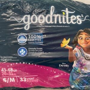 33 COUNT GOODNITES GIRLS’ NIGHTTIME BEDWETTING  UNDERWEAR SIZE SMALL 43-68 lbs